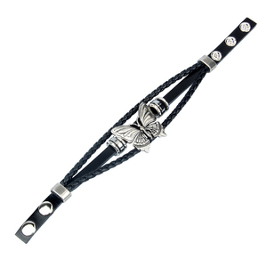 Pulsera de cuero multicapa estilo casual hecha a mano mariposa con cuentas ajustable para comodidad para regalo aniversario ortodoxo - Product Image 4