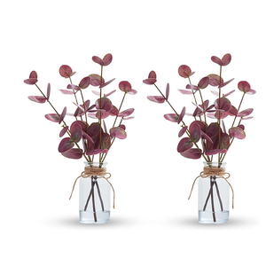 Planta Artificial de Lujo, <span class=keywords><strong>Eucalipto</strong></span> Morado de Doble Cara en Florero de Vidrio <span class=keywords><strong>con</strong></span> Agua Artificial Realista para Decoración de Bodas y Fiestas - Product Image 1