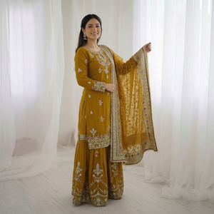 Ensemble Salwar Kameez brodé pour femmes, avec dupatta à sequins lourds, tenue traditionnelle indienne et pakistanaise pour mariage et fête - Product Image 1