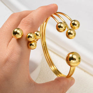 Joyería de Moda, Brazaletes de Bola Entrelazada de Cobre Chapado en Oro de 18K, Anillo para Mujer, Regalos de Boda - Product Image 2