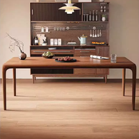 Ensemble table et chaises en bois de noyer - entièrement en bois massif, table à manger rectangulaire et table basse, design moderne et minimaliste