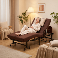 Lit pliant électrique pour soins à domicile avec tête de lit, accoudoirs hauts, matelas en mousse de latex, pliage en 3 secondes, fabricant VLranlife