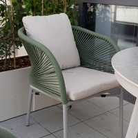 Chaise de salle à manger d'extérieur moderne de luxe en aluminium, design italien, fauteuil de patio tressé en corde avec coussin imperméable pour villa