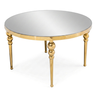 Table de banquet ronde de luxe au design moderne en acier inoxydable doré avec plateau en marbre pour hôtel et salon