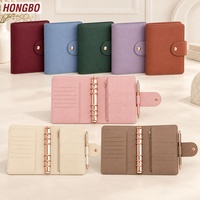 Portefeuille-planificateur A6 personnalisé Hongbo en cuir, classeur budgétaire avec anneaux or rose, en cuir véritable/PU végétalien souple, avec feuille volante disponible
