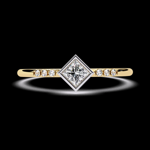 Anillo de Compromiso de Diamante Natural con Corte Princesa en Oro Sólido de 14K, Anillo de Novia Clásico con Diseño de Lujo - Product Image 1