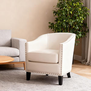 Hiện đại nâu da ghế bành bồn tắm ghế với rắn gỗ chân và cong tựa lưng cho phòng khách - Product Image 3