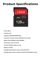 Vente Flash Carte SD3.0 en Plastique V30 U3 C10 128 Go-512 Go 160 Mo/s Lecture Haute Vitesse DDR200 pour Appareils Photo et Appareils Mobiles
