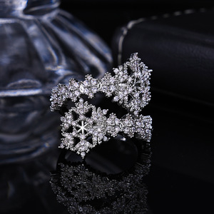 Hip-hop <b>Open</b> Snowflake <b>Ring</b>, Full of Jewelry Style Design Simple Zircon <b>Ring</b> - Product Image 1
