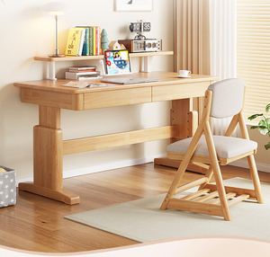 Giá cả cạnh tranh bằng gỗ đa chức năng màu đỏ gỗ sồi nghiên cứu bảng có thể điều chỉnh bàn với lưu trữ - Product Image 6