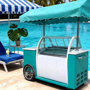 Chariot de restauration mobile personnalisable noir, réfrigérateur-congélateur commercial pour glaces, snacks et bonbons, remorque de traiteur - Product Image 1