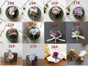 All'ingrosso sposa sposo matrimonio evento festa di ballo di fine anno fiore artificiale serie viola spilla fiore da polso fiore corpetto fiore - Product Image 4