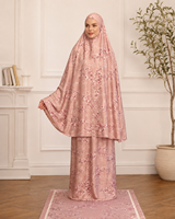 Ensemble de robe de prière musulmane rose à fleurs personnalisée avec tapis de prière assorti, abaya khimar une pièce pour femmes musulmanes pour le Ramadan