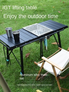 Tavolo Pieghevole in Lega di Alluminio Sollevabile per Esterni, Portatile, per Campeggio, BBQ, Combinazione con Fornello da Campeggio IGT - Product Image 6
