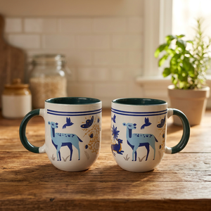Classic Ceramic Coffee Mugs Floral Pattern Blue White Heat Resistant Party <b>Tea</b> Drinking <b>Set</b> - Product Image 3