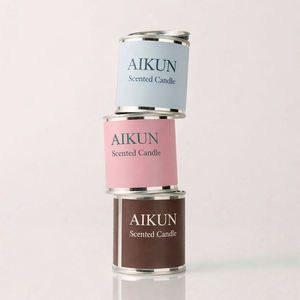 Bougie en pot en étain AIKUN, cire naturelle, avec étiquette personnalisée, parfum Goji, pour chambre, bureau, yoga, spa - Product Image 4