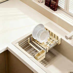 Telescopic Drain Basket With Storage <b>Rack</b> And Chopstick Holder L Size Quick Dry For Kitchen Sink Vegetable Washing <b>Dish</b> Drainer - Product Image 3