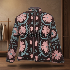 Chaqueta Bomber Unisex Bordada a Mano, de Algodón Transpirable, con Diseño Floral Botánico Bohemio, Precio al por Mayor - Product Image 2