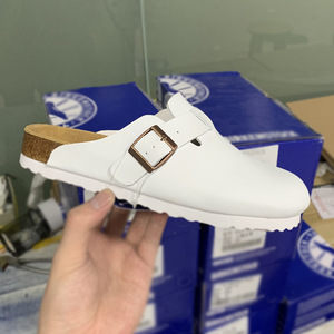 <span class=keywords><strong>Zuecos</strong></span> de Piel de Vaca Color Taupe de Alta Calidad, Mules con Plantilla de Corcho y Soporte de Arco, Sandalias de Otoño Cómodas para Hombre y Mujer - Product Image 4