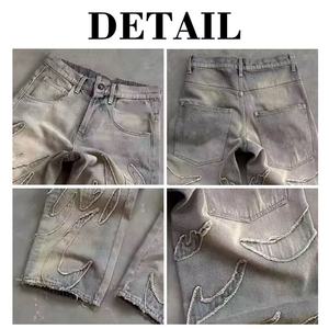 Jeans de Hombre Estilo Urbano, Jeans Holgados de Alta Calidad Personalizados para Hombre, Jeans Y2k con Parches Bordados y Lavado Ácido - Product Image 6