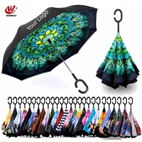 Parapluie droit anti-goutte classique double couche pour voiture, poignée en C, en pongé, couleur et logo personnalisables, 105 cm ouvert, cadeaux d'affaires