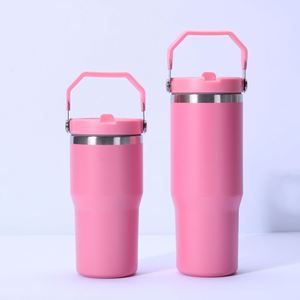 Gobelet de voyage isotherme avec poignée, 20oz 30oz, à double paroi, avec couvercle et paille, antidérapant, pour les déplacements - Product Image 4