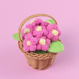 Cesta de Flores de Ganchillo Multicolor, Adorno de Lana Tejida para Plantas, Decoración del Hogar, San Valentín, Año Nuevo - Product Image 4