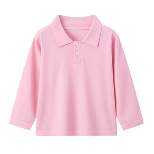 Camiseta de Manga Larga con Cuello Polo para Niños, Tallas Grandes, Color Sólido, Primavera Otoño, Informal, Versátil, para Niños y Niñas - Product Image 5