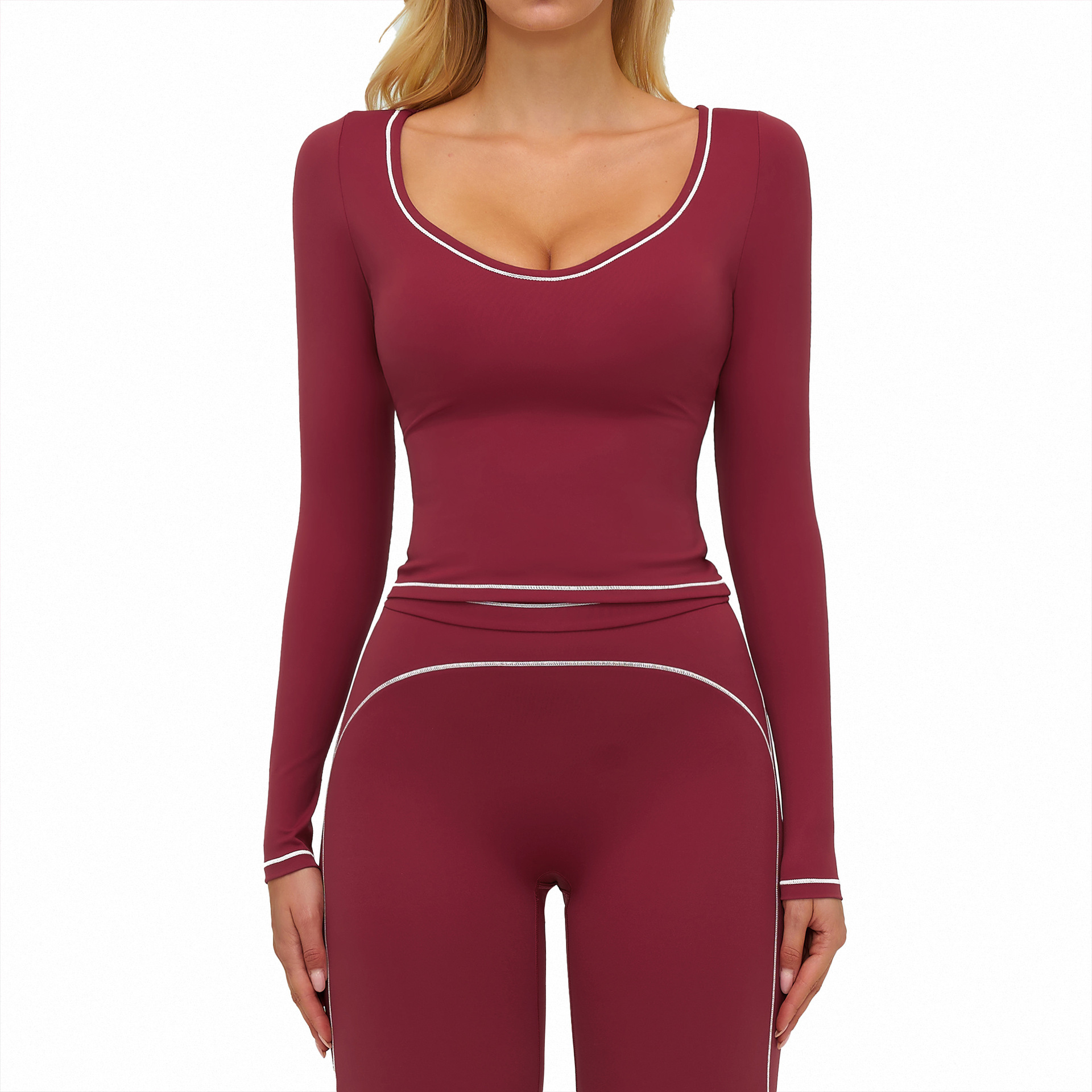 YanRuo Autumn Winter Yoga Breathable for Slimming Long-sleeved Solid Brushed T-shirt Outdoor Running Sports Top