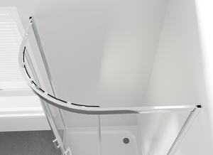 Nueva <span class=keywords><strong>cabina</strong></span> de <span class=keywords><strong>ducha</strong></span> en forma de abanico con <span class=keywords><strong>ruedas</strong></span> de rodillo de marco de acero inoxidable y vidrio templado para baños de hotel - Product Image 4