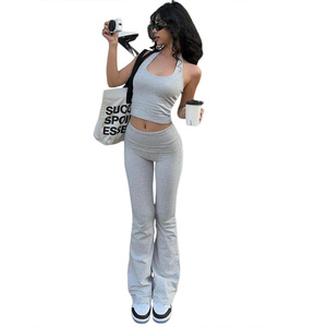 Primavera 2024, nuevo chaleco informal con cuello Halter, cómodos pantalones de cintura alta, conjunto deportivo de dos piezas para mujer - Product Image 5