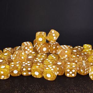 Dados Personalizados Promocionales de Plástico de 16 mm con Puntos Blancos D6 con Brillo Dorado de 6 Caras para Regalos y Juegos de Mesa - Product Image 2