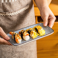 Assiette à sushi de style japonais avec plat de service rectangulaire coloré sous glaçure, plat à plat, plat plat pour restaurant de sushi