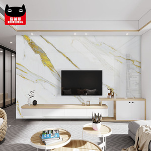 Papan lembar dinding latar belakang marmer PVC, kristal karbon/pelat arang bambu Panel dinding Veneer kayu - Product Image 5