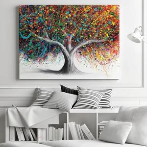 Pintura Moderna Colorida de Paisaje Abstracto con Árbol, Arte de Pared para Decoración del Hogar, Sala de Estar, Lienzo Grande, Obra de Arte para Decoración del Hogar - Product Image 2