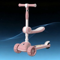 Nouvelle conception de trottinette pour enfants 2 en 1 avec siège amovible, plateau antidérapant, guidon réglable, roues lumineuses, trottinette pour tout-petits