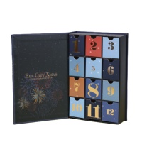 Boîte de calendrier de l'avent en chocolat personnalisable, biodégradable, mini boîte, emballage cadeau avec 12