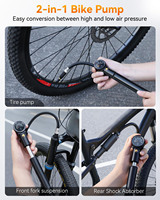 Pompe à vélo portable en alliage d'aluminium haute pression 300 psi avec valve Schrader/Presta pour le gonflage des pneus de vélos de montagne/route