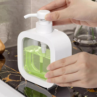 Bouteille pompe carrée en PET de 300 ml et 500 ml, rechargeable, pour savon liquide, shampoing et lotion pour salle de bain