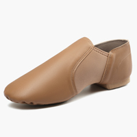 Chaussures de jazz Dynadans Professional unisexes en cuir véritable noir/marron, tailles US 4-13, souples, à enfiler, talon plat, doublure en coton, pour la danse