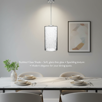 Abat-jour en verre soufflé à la main avec bulles d'air, 90D 170H 35mm de diamètre, pour suspension intérieure, lustre ou applique murale – Vente en gros usine