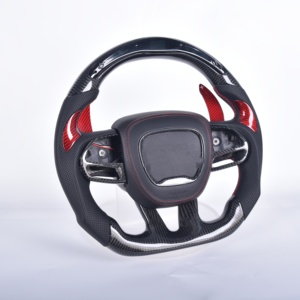 Volante Deportivo de Cuero Negro y Fibra de Carbono para Dodge Challenger Charger SRT <span class=keywords><strong>Durango</strong></span> 2015+, Accesorio Interior Personalizado - Product Image 4