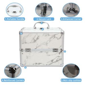 Personalizado Estilo Vintage Maquiagem Kits Profissional Alumínio Metal Vanity Nail Trolley Case com sacos cosméticos & Casos - Product Image 5