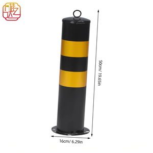 頑丈な50cm高さの安全ボラード - 駐車場や車道用の黒と黄色の反射材付き交通障害物ポスト - Product Image 1