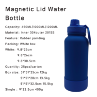 Bouteille d'eau isotherme en acier inoxydable moderne de 24 oz avec MagSafe, garde les boissons froides 24h et chaudes 12h, anti-fuite, 3 couvercles, camping, extérieur