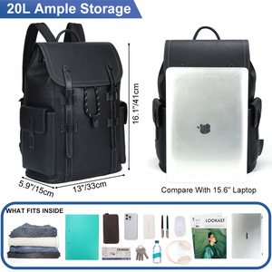 Tiding Leather Laptop <b>Backpack</b> 15.6-Inch Business Travel Large Capacity Water Resistant Breathable Men's <b>Backpack</b> - Product Image 5