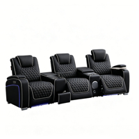 Canapé inclinable électrique 3 places Zero Wall Home Theater avec éclairage LED, chargeur sans fil et console haut-parleur intégrée, confortable