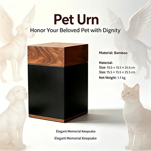 Urne en bambou faite à la main pour les cendres d'animaux de compagnie et humains, conteneur commémoratif pour cendres avec sac de rangement - Product Image 1