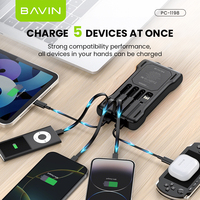 BAVIN Banque d'alimentation portable d'extérieur PC1198 5 sorties Vente en gros Charge rapide 10000mah 22.5w Panneaux lumineux LED Chargeur solaire Banque d'alimentation