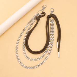 Trendy Multi Layer Metal Waist <b>Chain</b> With Brown Rope Ties For Denim Hip Hop Fashion Accessories Adult Wear - Product Image 3